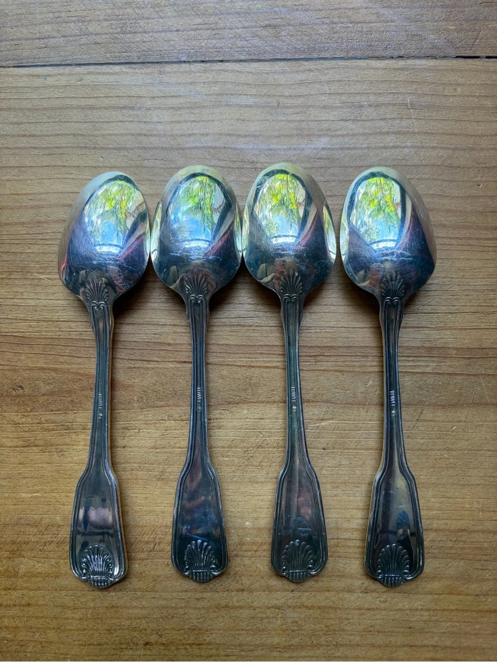 4 Teaspoons Towle Shell Design Silver Plated
